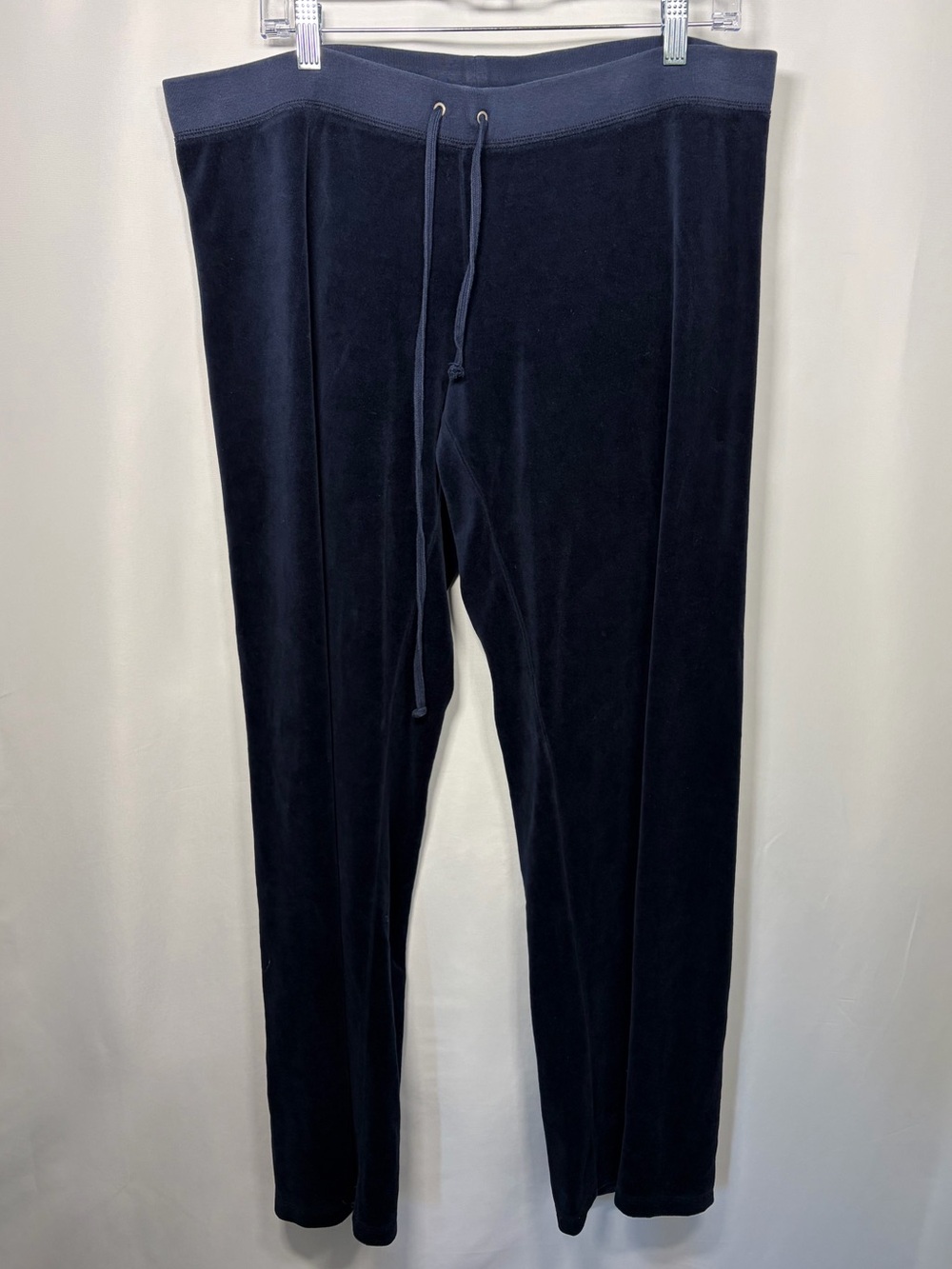 Juicy Couture Classic Velour Flare Track Pants Navy Blue Y2K Loungewear XL